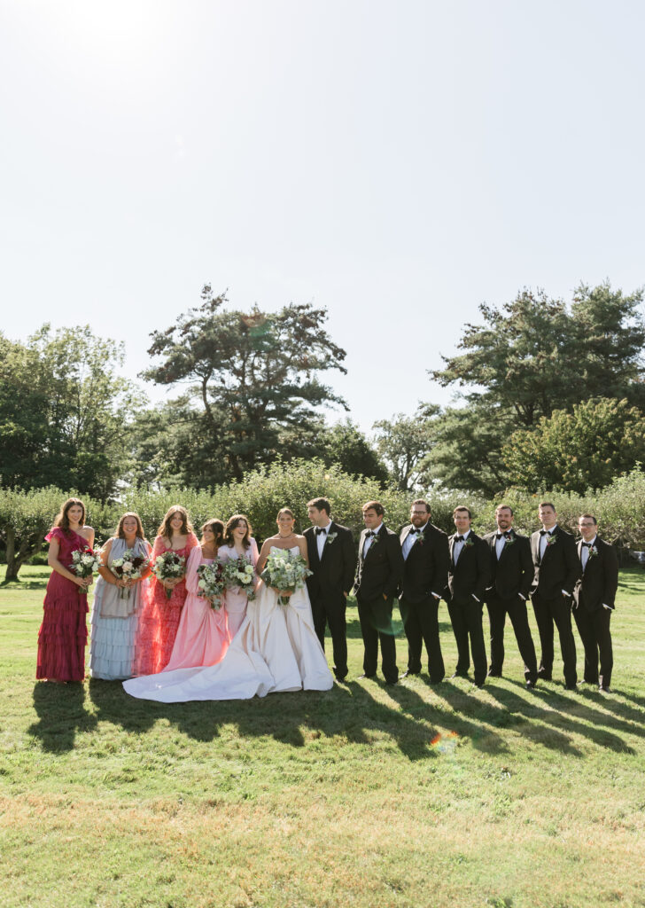 Upstate new york wedding photography of bride and groom and bridal party.