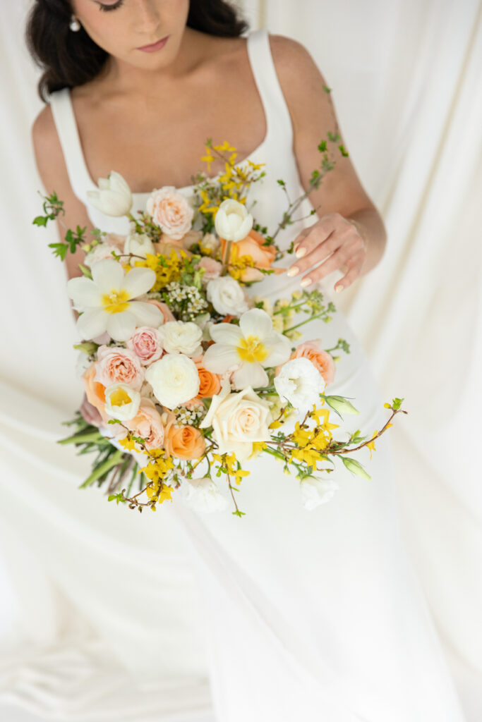 Romantic bridal portraits for a spring wedding in Upstate New York.