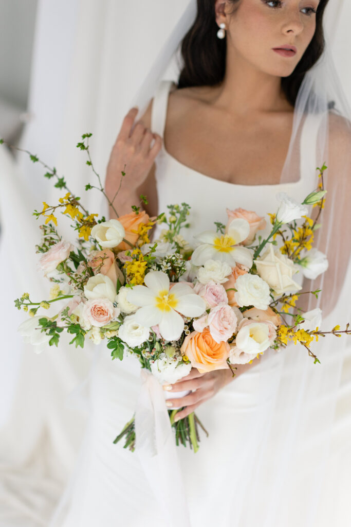 Romantic bridal portraits for a spring wedding in Upstate New York.