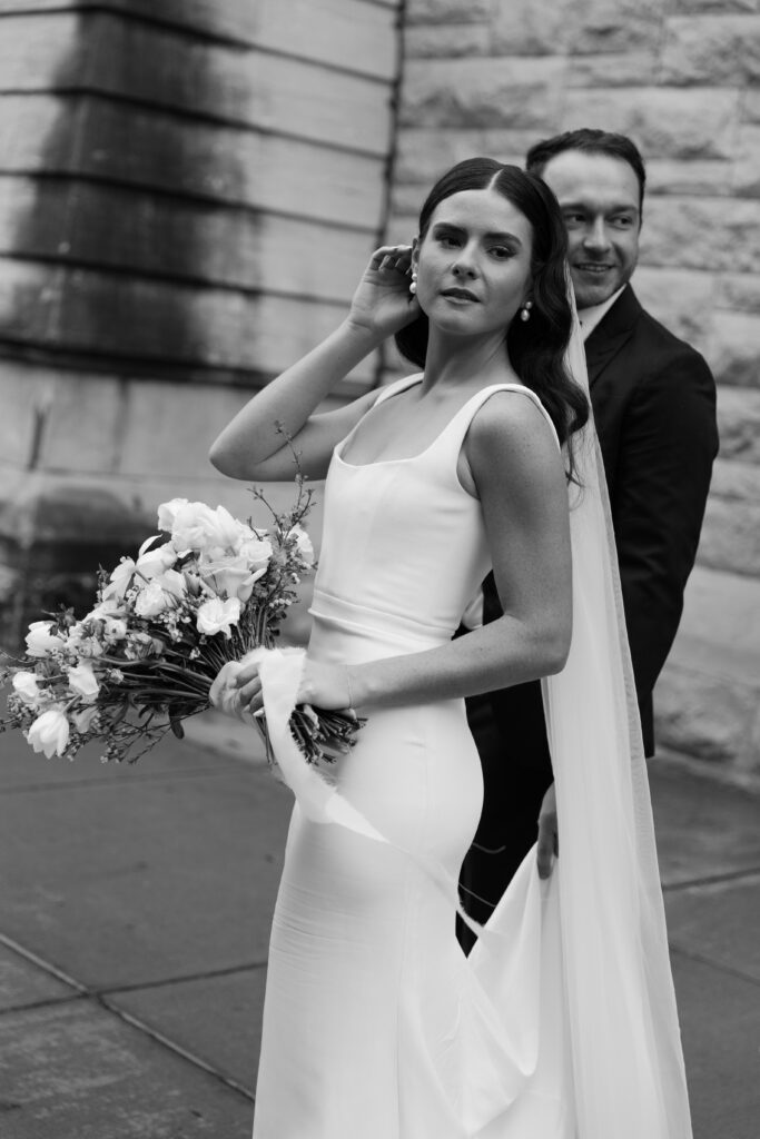 Romantic bride and groom portraits on their wedding day in Upstate New York.