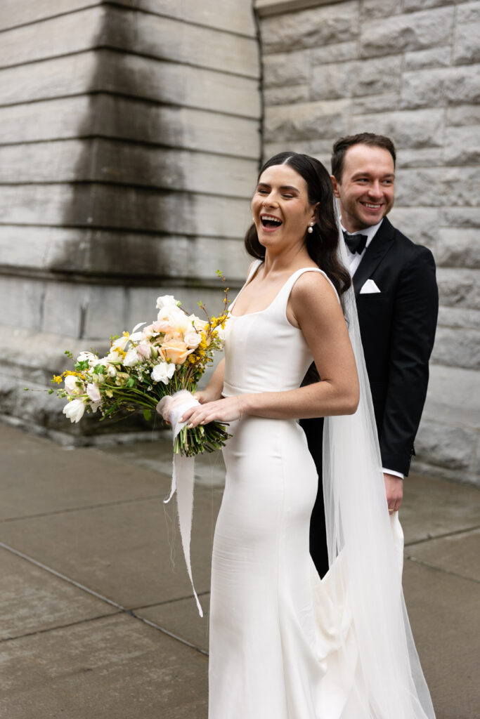 Romantic bride and groom portraits on their wedding day in Upstate New York.