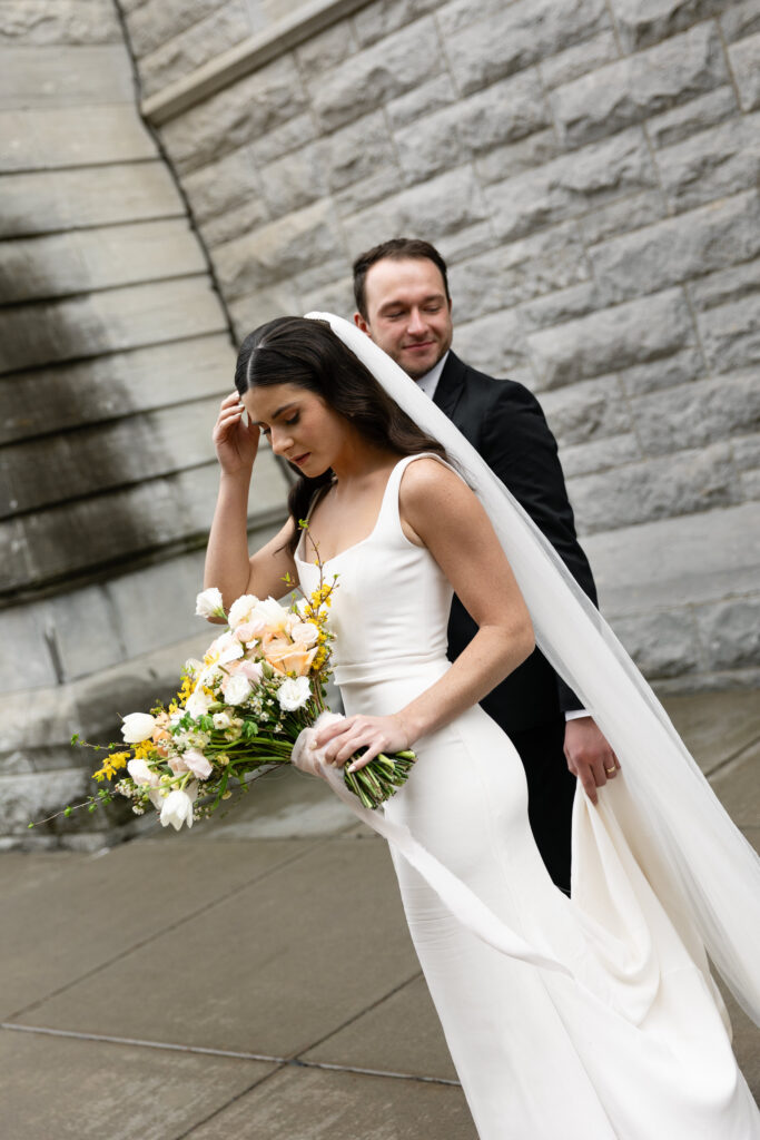 Romantic bride and groom portraits on their wedding day in Upstate New York.