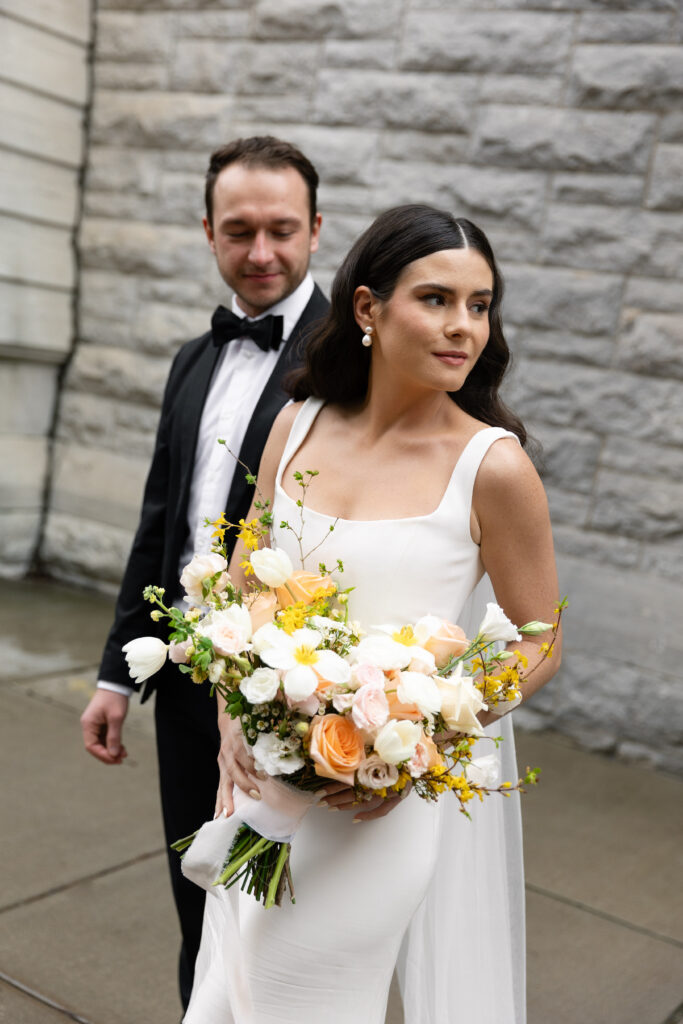 Romantic bride and groom portraits on their wedding day in Upstate New York.