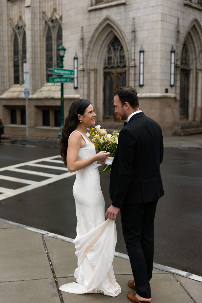 Romantic bride and groom portraits on their wedding day in Upstate New York.