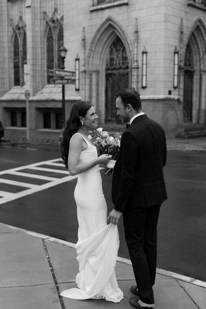 Romantic bride and groom portraits on their wedding day in Upstate New York.