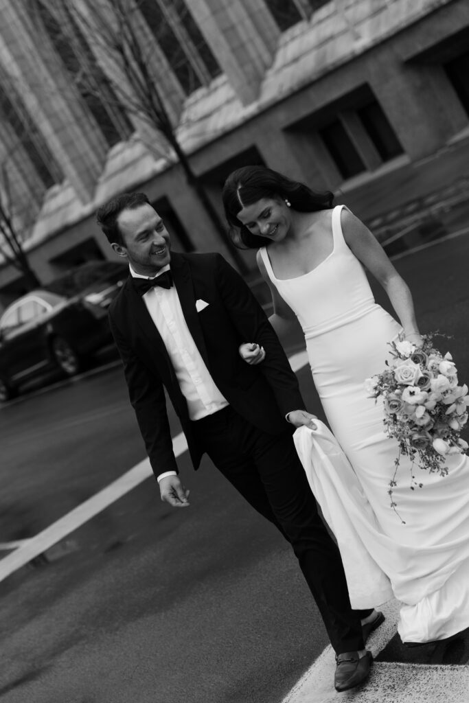 Romantic bride and groom portraits on their wedding day in Upstate New York.