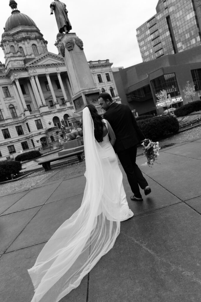 Romantic bride and groom portraits on their wedding day in Upstate New York.