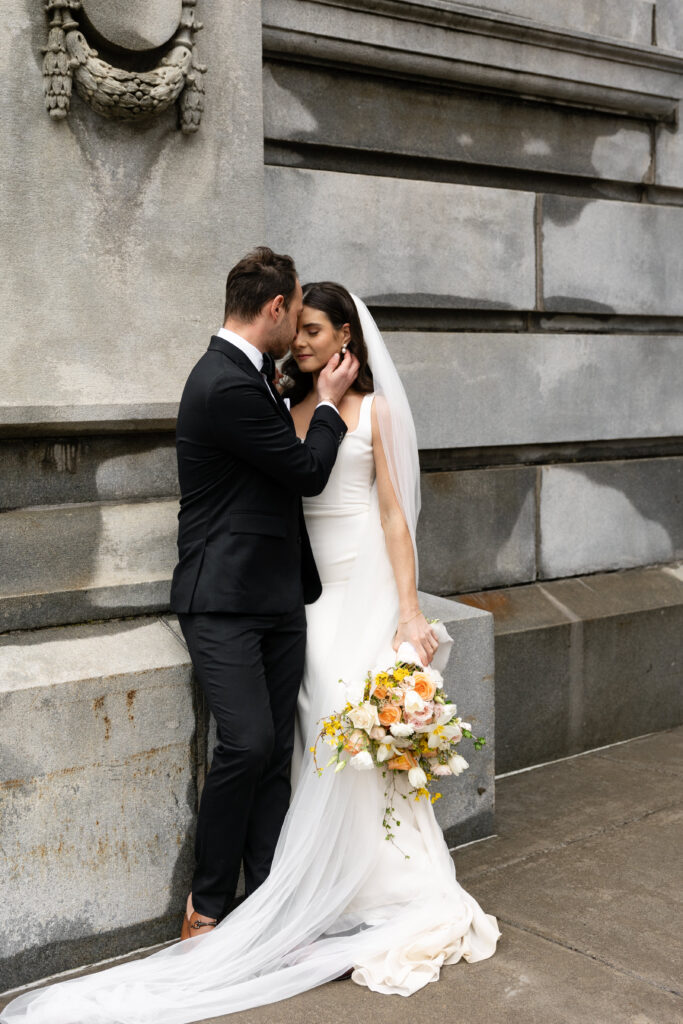 Romantic bride and groom portraits on their wedding day in Upstate New York.