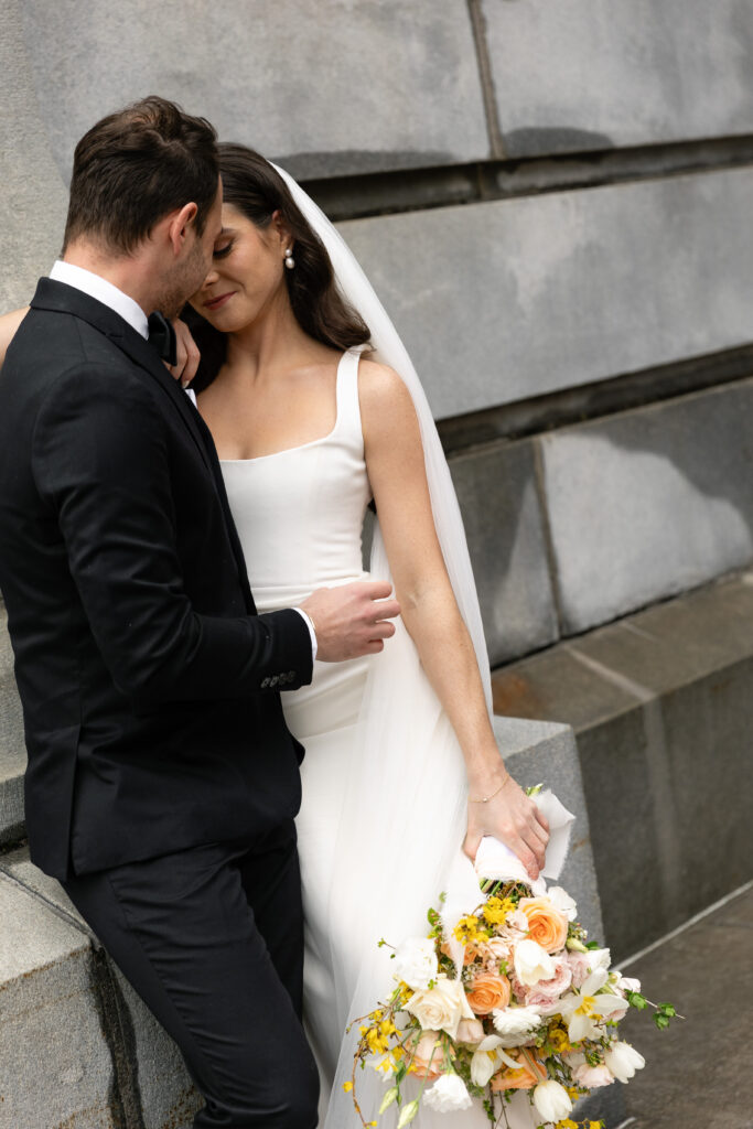 Romantic bride and groom portraits on their wedding day in Upstate New York.