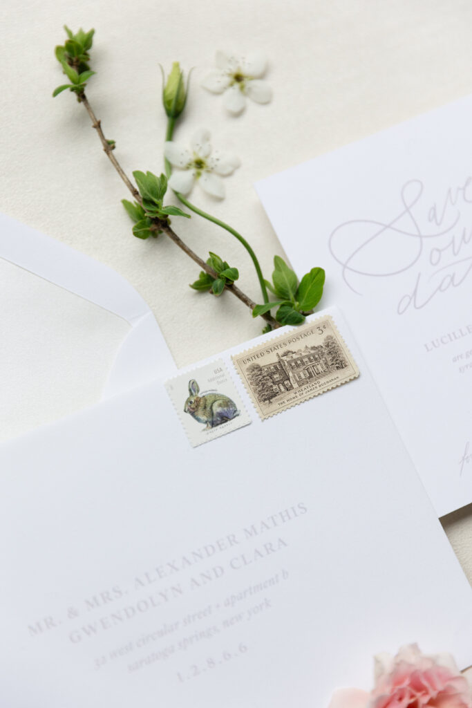 Bridal florals, details and stationary at a spring wedding in Upstate New York.