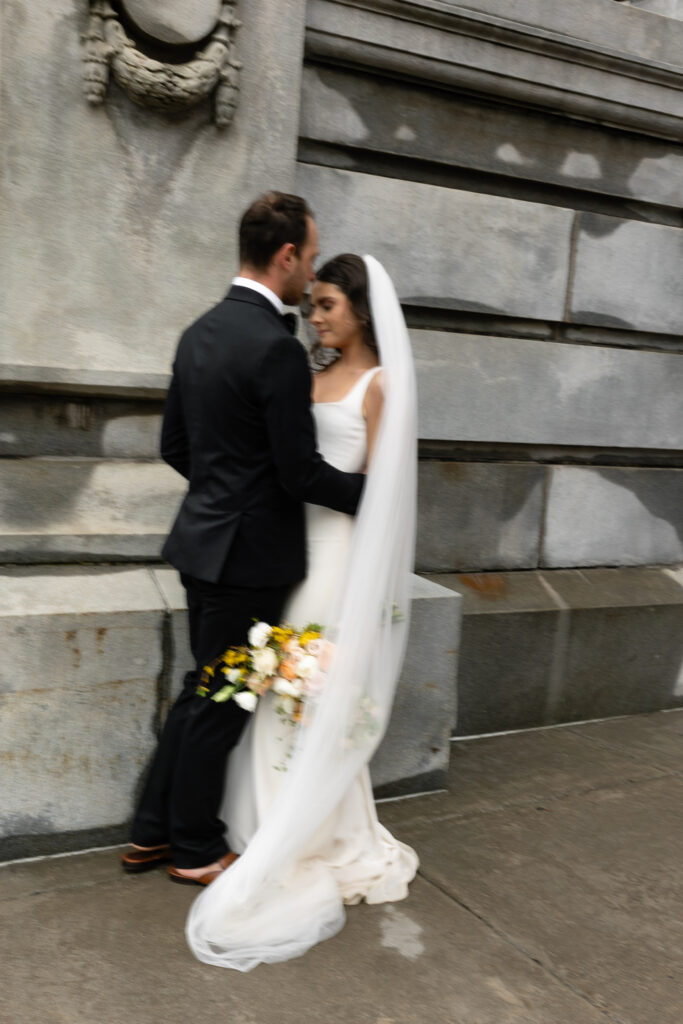 Romantic bride and groom portraits on their wedding day in Upstate New York.